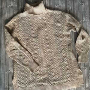 Halogen Textured Cream Turtleneck Sweater